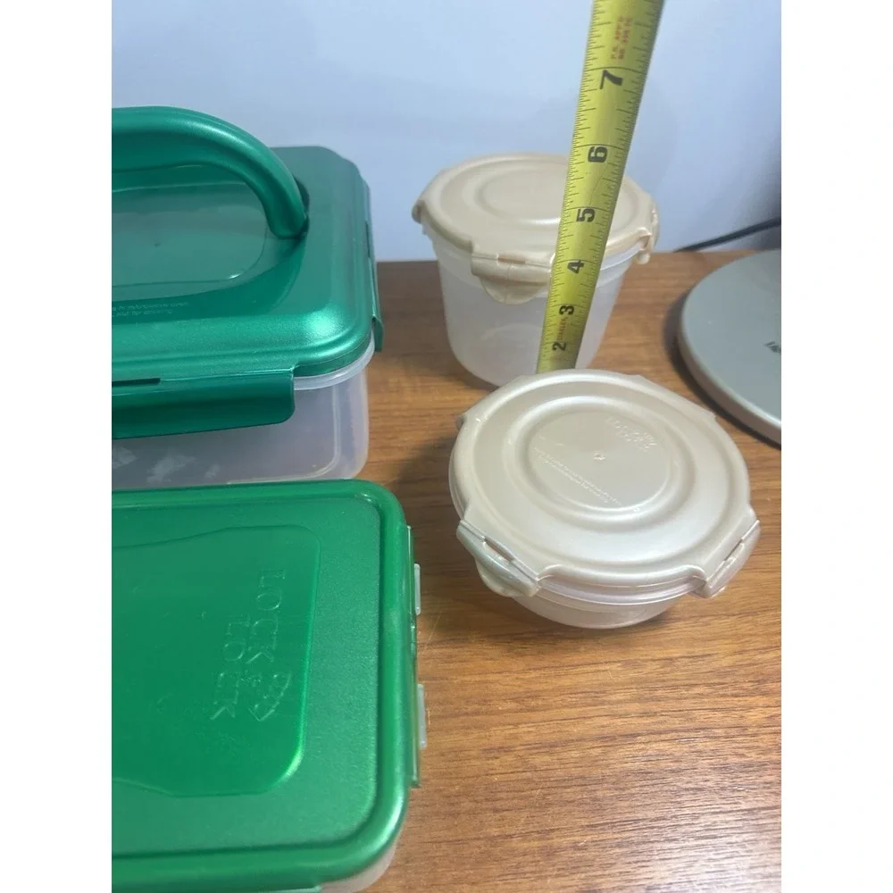 Lock N‎ Lock Set of 4 Nestable Containers, Green And Beige